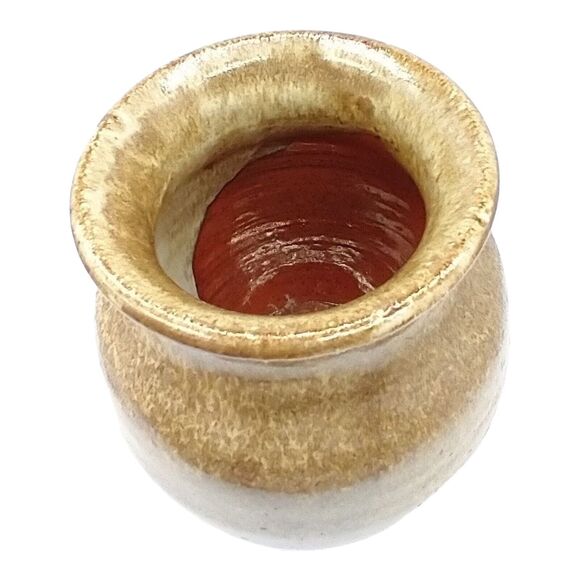 Signed Vintage Studio Art Stoneware Pottery Drip Glaze Vase – 5.5" Earth Tones - Picture 6 of 10